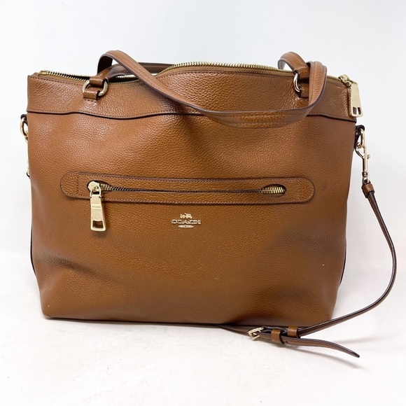 Coach Women's "Tyler" Brown Pebbled Leather Shoulder Tote Bag Style #F54687 - Picture 1 of 13